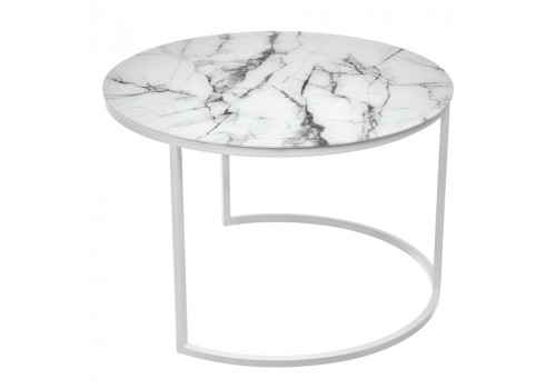 Набор кофейных столиков Tango белый мрамор с белыми ножками