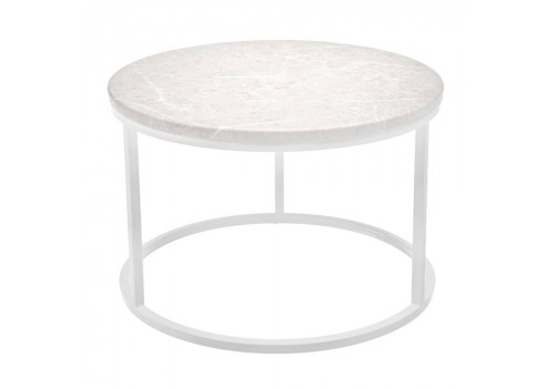 Набор кофейных столиков Tango бежевый мрамор с белыми ножками, 2шт
