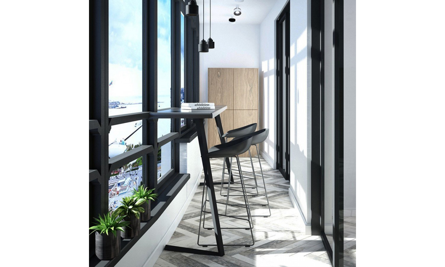 Стул полубарный Neo чёрный с хромированными ножками