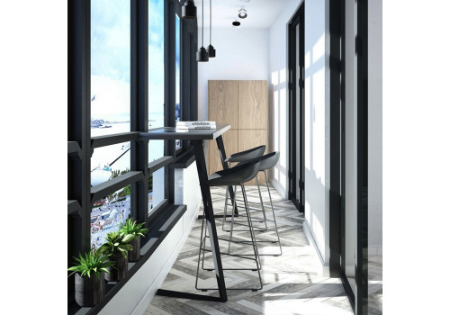 Стул полубарный Neo чёрный с хромированными ножками