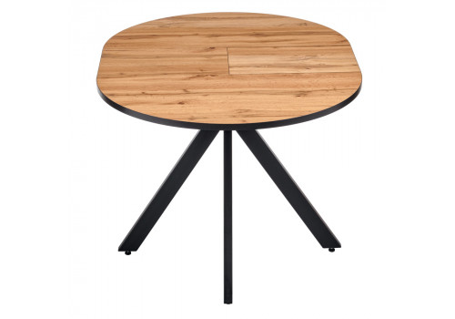 Стол Rudolf круглый раскладной 90-120x90x75см, Дуб Вотан, чёрный