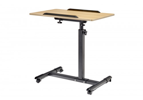 Стол многофункциональный на колёсах, 60x40 см, «РОЛЛИНГ»1 ножка, регул.высота, наклон столешницы, ограничит., мдф, металл, св.дерево, черный