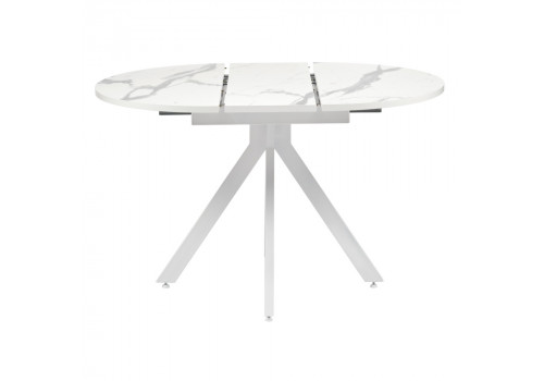 Стол Rudolf круглый раскладной 90-120x90x75см, белый мрамор, белый