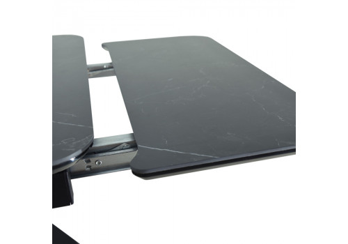 Стол Arthur раскладной 120-184x80x75см, керамогранит чёрный мрамор Greys Black, чёрный