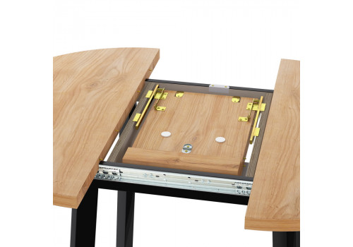 Стол Next круглый раскладной 90-120x90x76,5см, Дуб Навара, чёрный