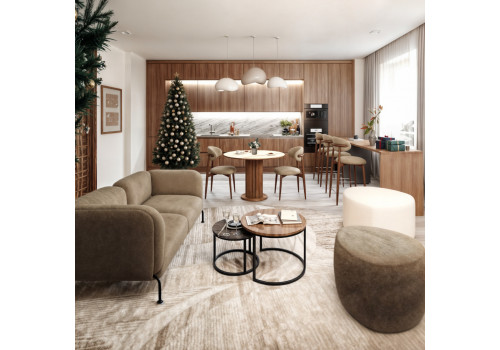 Стул полубарный Lucas светло-серый букле, ножки цвета орех