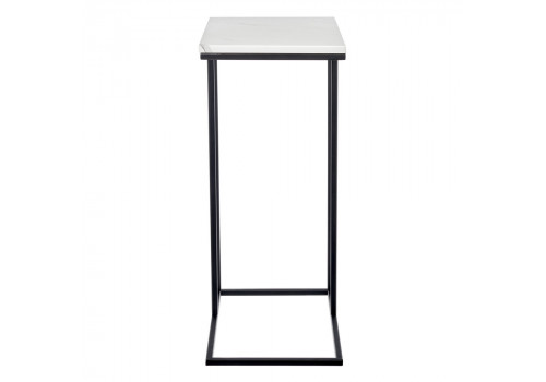 Придиванный столик Loft 50x30см, белый мрамор с черными ножками