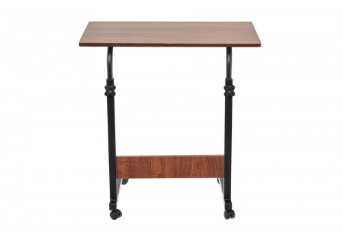 Стол многофункциональный на колесах, 60x40 см, «РОЛЛ», 2 ножки, регул.высота, мдф, металл, тёмн. дерево, черный