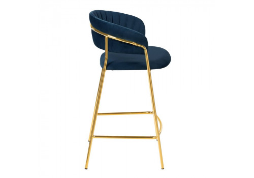 Стул полубарный Turin синий с золотыми ножками