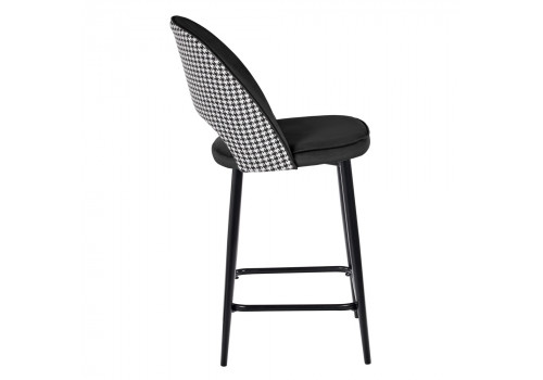 Стул полубарный Leo чёрный с жаккардом, с поворотным механизмом