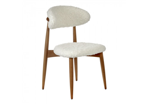 Стул Lucas белый искусственный мех с ножками цвета орех