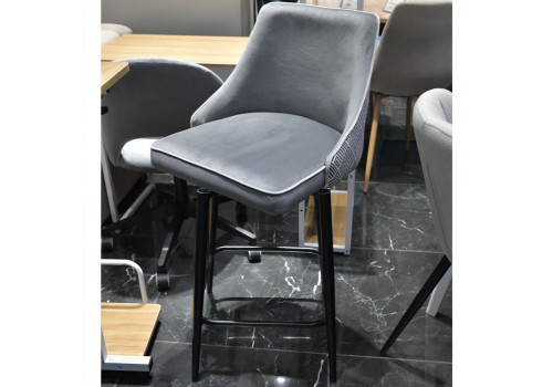 Стул полубарный Dave серый с жаккардом, с поворотным механизмом