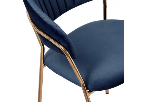Стул Turin синий с золотыми ножками