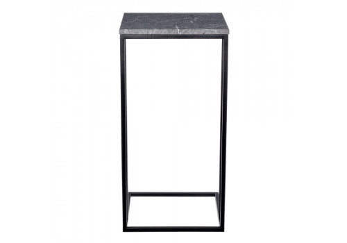 Придиванный столик Loft 35x35см, серый мрамор с чёрными ножками