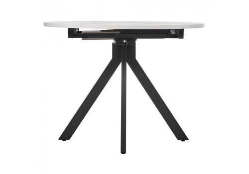 Стол Rudolf круглый раскладной 100-130x100x75см, белый мрамор, чёрный