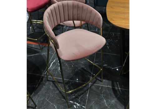 Стул полубарный Turin пудровый с золотыми ножками