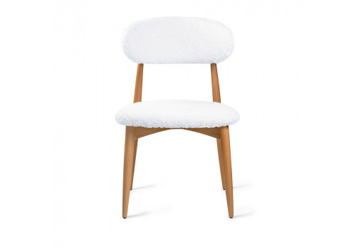 Стул Lucas белый искусственный мех с ножками цвета орех
