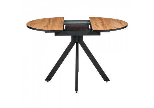 Стол Rudolf круглый раскладной 90-120x90x75см, Дуб Вотан, чёрный