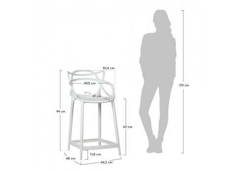 Стул полубарный Masters серый