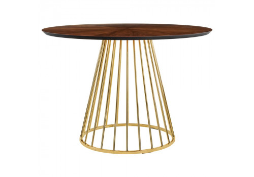 Стол Liverpool диам.110см, шпон орех лучевой набор, с золотистыми ножками