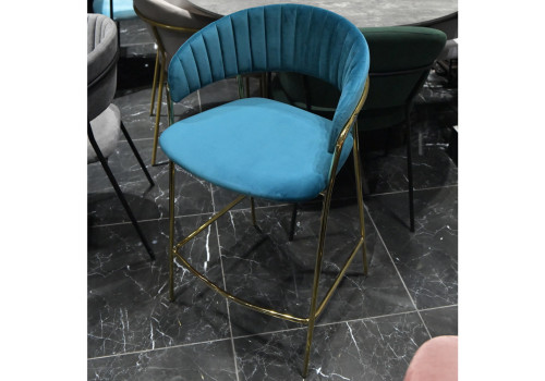 Стул полубарный Turin бирюзовый с золотыми ножками