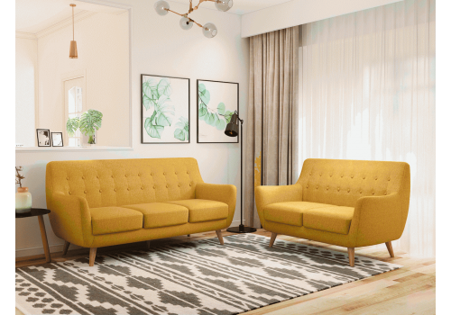 Диван Picasso двухместный горчичный, рогожка