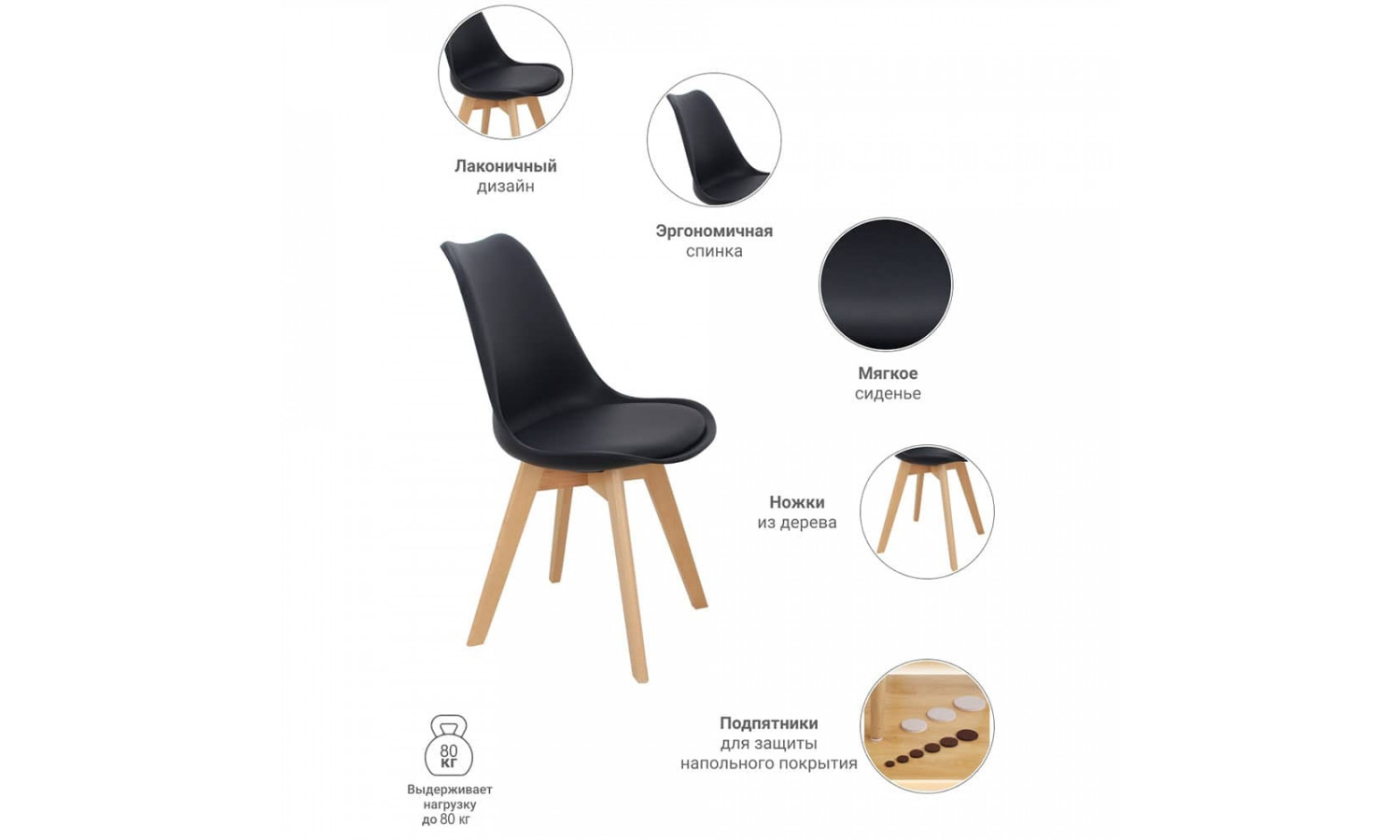 Комплект из 2-х стульев Eames Bon чёрный