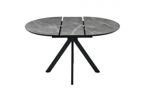 Стол Rudolf круглый раскладной 100-130x100x75см, серый керамогранит, черный