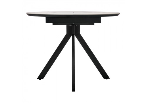 Стол Rudolf круглый раскладной 100-130x100x75см, светлый керамогранит, черный