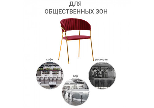 Стул Turin винный с золотыми ножками