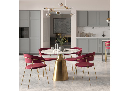 Стул Turin винный с золотыми ножками