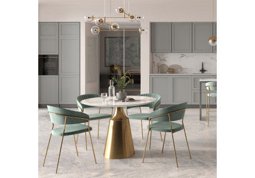 Стул Turin синий с золотыми ножками