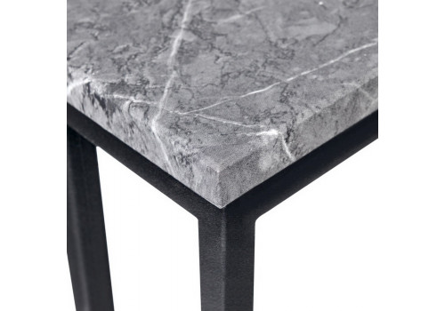 Придиванный столик Loft 35x35см, серый мрамор с чёрными ножками