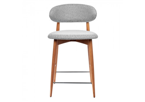 Стул полубарный Lucas светло-серый букле с ножками цвета орех