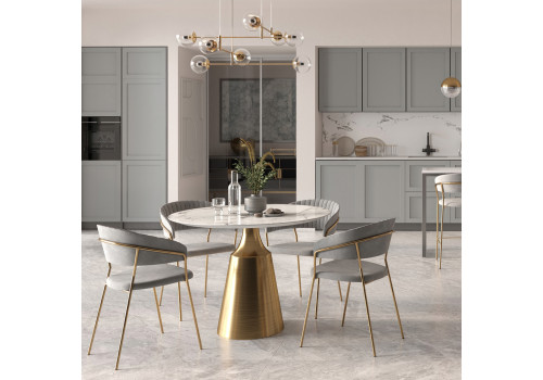 Стул полубарный Turin серый с золотыми ножками