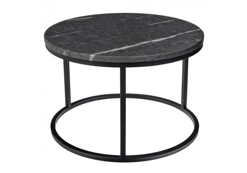 Набор кофейных столиков Tango орех и серый мрамор с чёрными ножками, 2шт