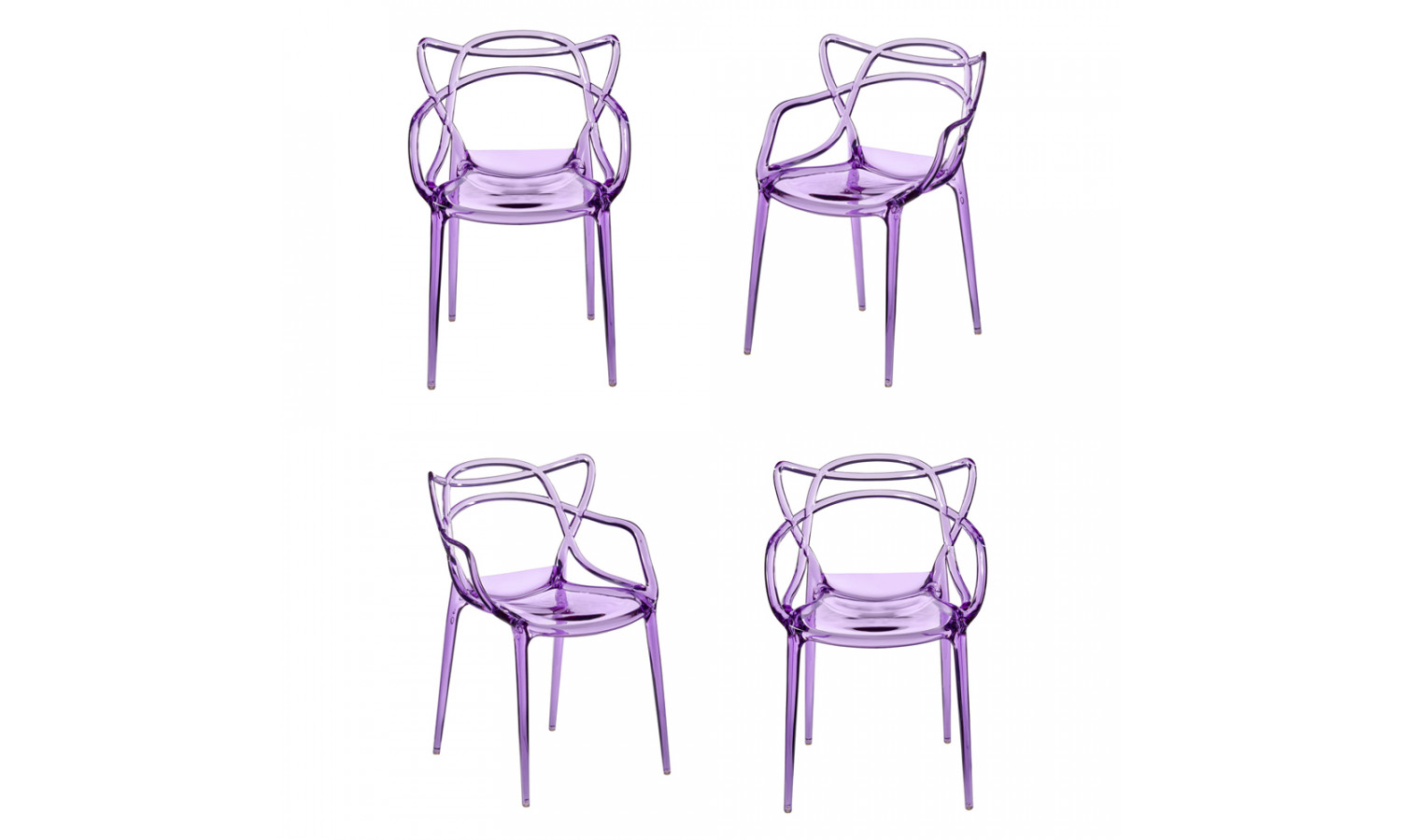 Комплект из 4-х стульев Masters прозрачный сиреневый