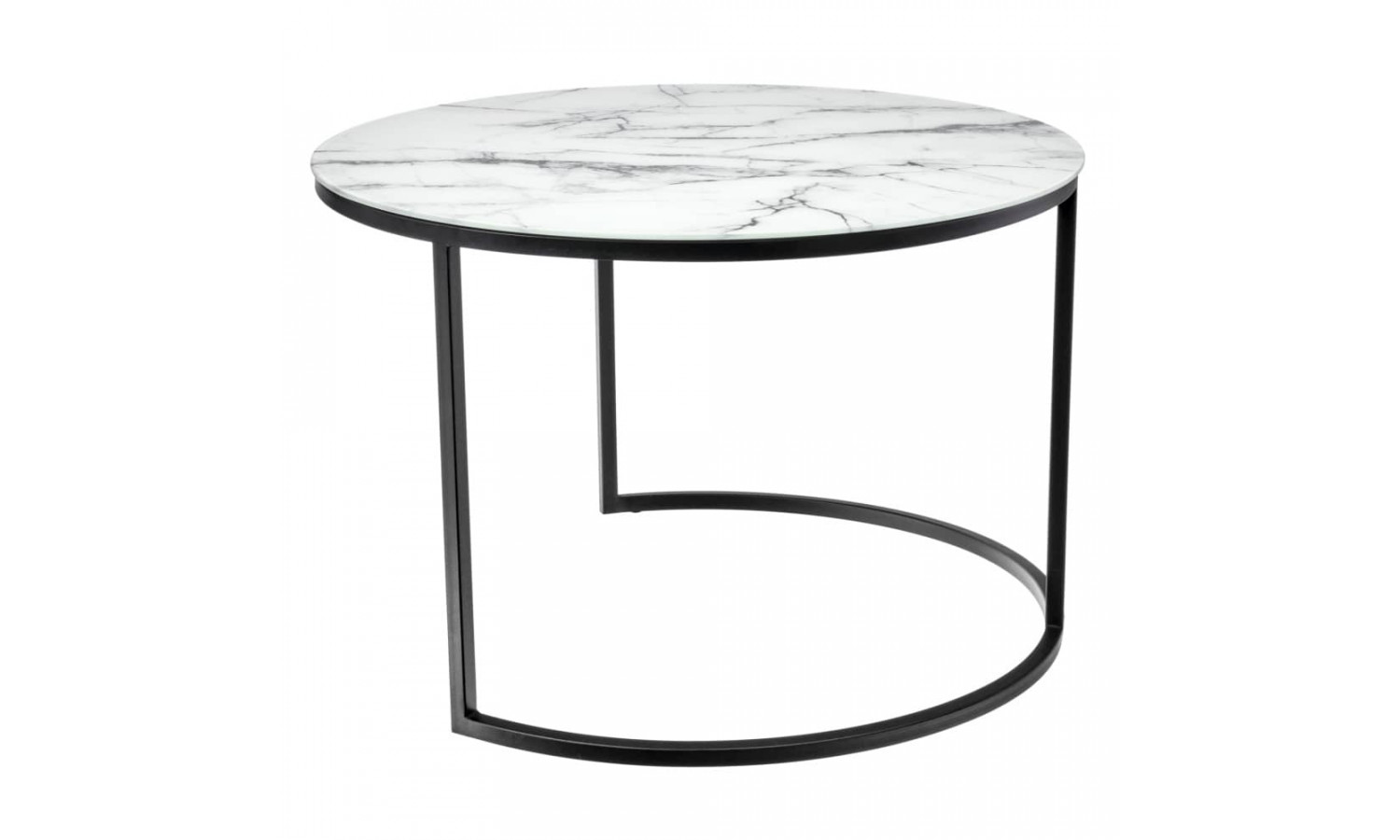 Набор кофейных столиков Tango белый мрамор с черными ножками