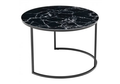 Набор кофейных столиков Tango чёрный мрамор с чёрными ножками, 2шт