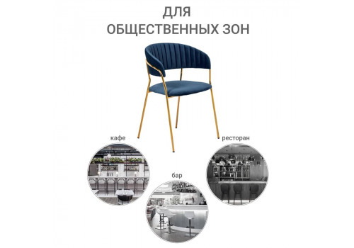 Стул Turin синий с золотыми ножками