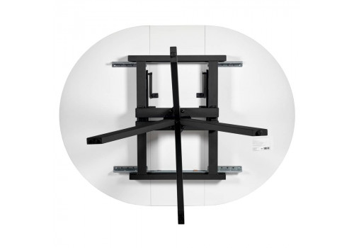 Стол Rudolf круглый раскладной 100-130x100x75см, белый мрамор, чёрный