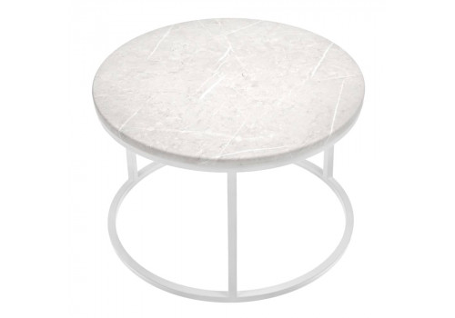 Набор кофейных столиков Tango бежевый мрамор с белыми ножками, 2шт