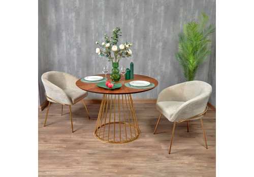 Стул-полукресло Martin миндальный шенилл с золотыми ножками