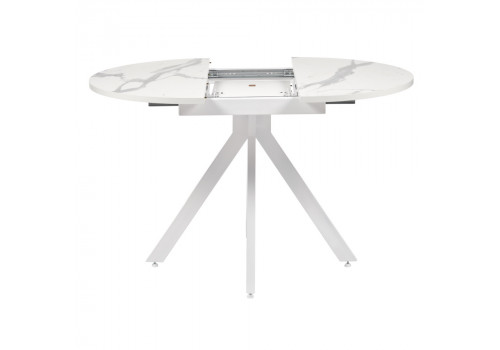 Стол Rudolf круглый раскладной 90-120x90x75см, белый мрамор, белый