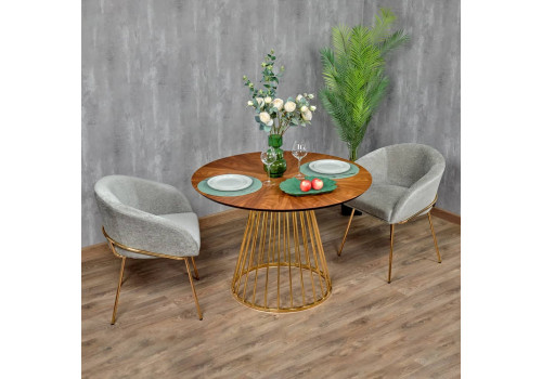 Стул-полукресло Martin серый шенилл, золотые ножки