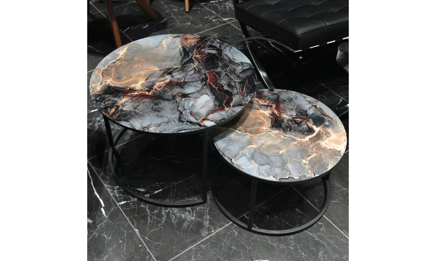 Набор кофейных столиков Tango космический с чёрными ножками, 2шт