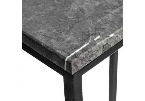 Придиванный столик Loft 50x30см, серый мрамор с чёрными ножками