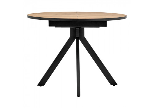 Стол Rudolf круглый раскладной 100-130x100x75см, Дуб Вотан, чёрный