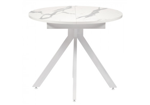 Стол Rudolf круглый раскладной 90-120x90x75см, белый мрамор, белый