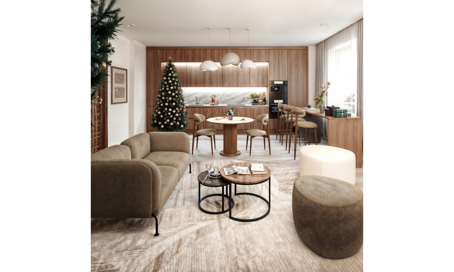 Стул Lucas белый искусственный мех с ножками цвета орех